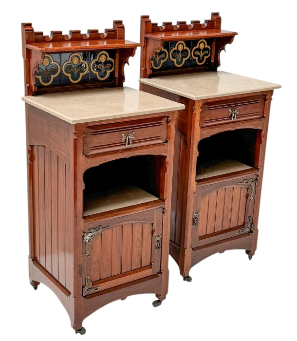 Two Arts & Crafts Nightstands by Gustave Serrurier-Bovy, 1900s